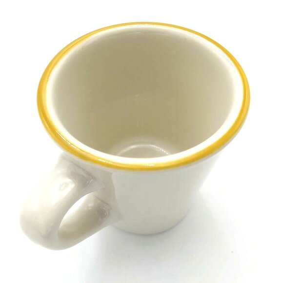 Diner Mugs 1950s Syracuse China of Canada Yellow Trim Heavy Set of 4 Porcelain - Picture 4 of 7
